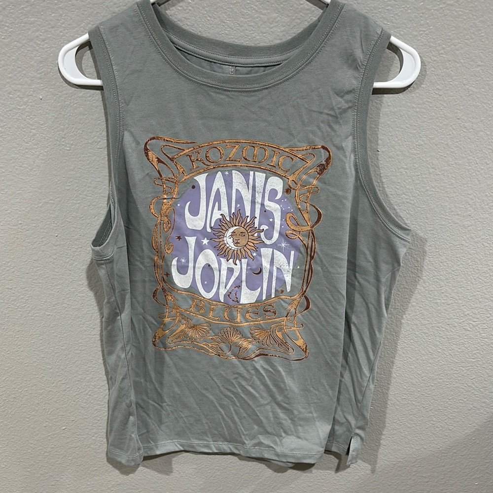Janis Joplin Graphic Tank Top - green Gray